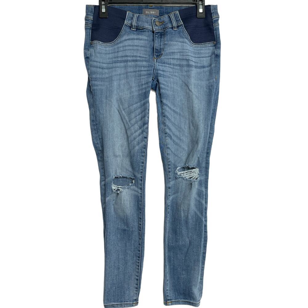 DL1961 Florence Ankle Skinny Maternity Ripped Jeans Womens Size 26 Blue Denim